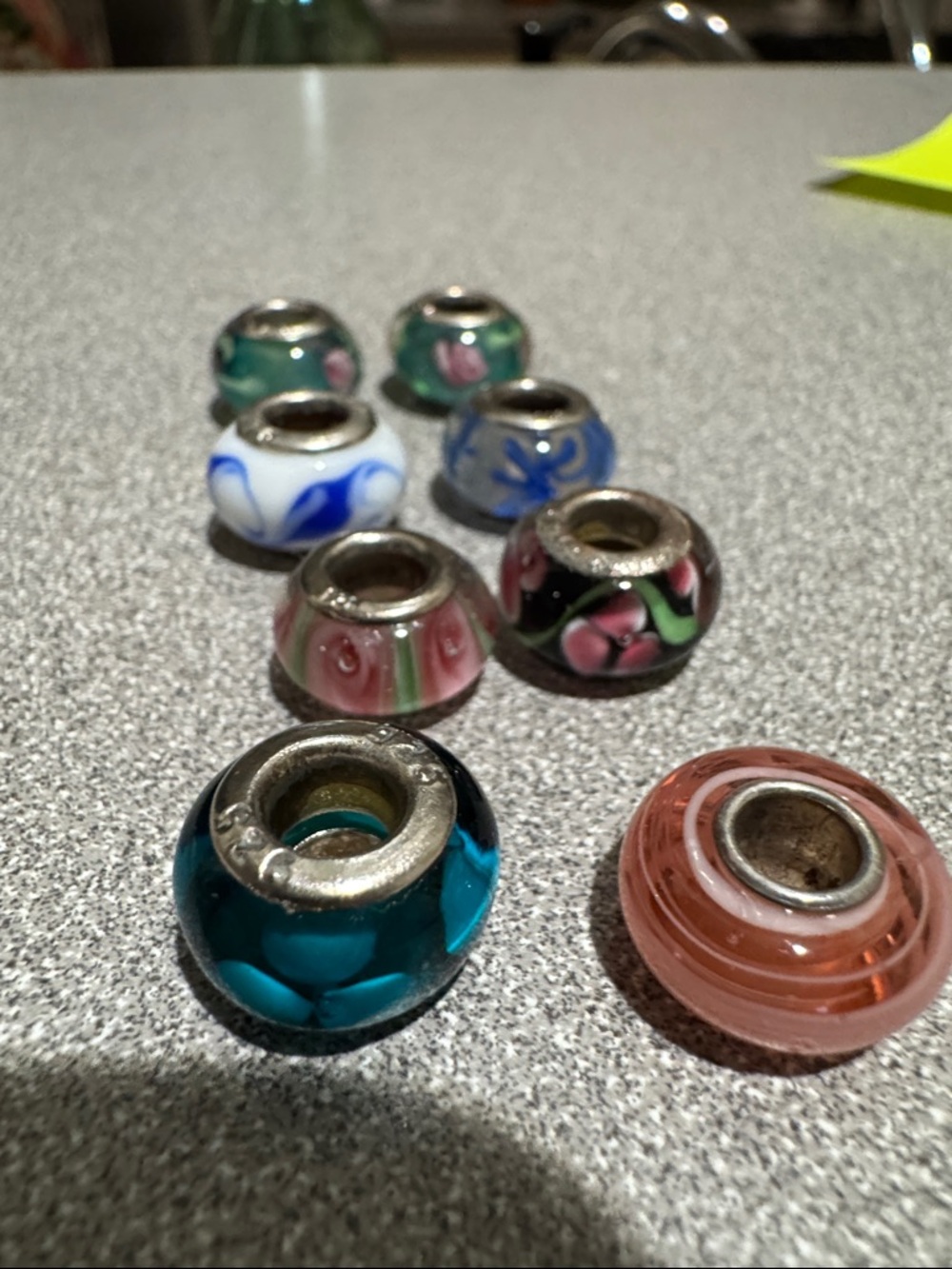 Glass Floral European Charm Beads - Multicolor - Picture 2 of 3